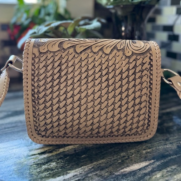 Origenes by David Luna Hand-Tooled Leather Crossbody Bag - Picture 2 of 7